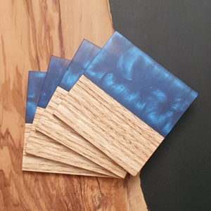 Juego de Posavasos Decorativos de Diseño Moderno, Hechos a Mano, de Resina y Madera, con Efecto Mármol Azul, Buen Precio - Product Image 3