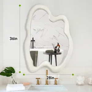 Venta directa de fábrica, espejo de pared de diseño blanco moderno, espejo de forma Irregular, espejo de baño de Hotel - Product Image 4
