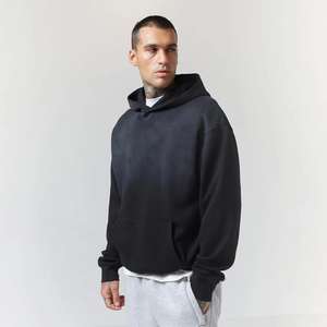 Sweat à capuche délavé à l'acide pour hommes de l'usine directe Logo personnalisable 100% coton vêtements d'hiver décontractés solides - Product Image 4