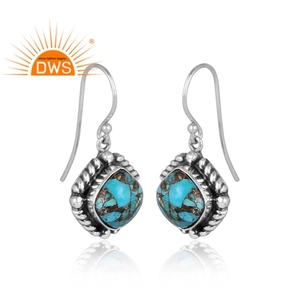 Meilleure vente de boucles d'oreilles en argent sterling oxydé naturel Mojave cuivre turquoise pierres précieuses fabricant de bijoux personnalisés - Product Image 2