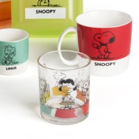 Juego de Vasos de Vidrio Resistente, 6 Piezas, 25 cl, Multicolor, Diseño Snoopy, Transparentes, de Vidrio Templado Peauts Excelsa, Aptos para Lavavajillas