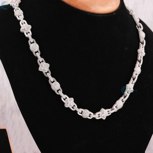 Rapper Phong Cách Cao Cấp Hip Hop Đồ Trang Sức Cho Người Đàn Ông Của Ngôi Sao Và Bóng Cvd Kim Cương Chuỗi Iced out Vàng Trắng Mạ Hip Hop Vòng Cổ - Product Image 4