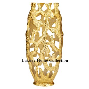 Florero de diseño perforado de color dorado de diseño increíble y soporte de flores artificiales de gran tamaño con logotipo personalizado disponible - Product Image 1