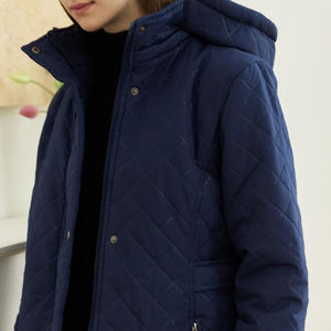 Button Pockets Zippers WOMEN Custom Logo Breathable <b>Jacket</b> Cotton Filling 100% Warm Fitted Down Stylish Removable Hood genuine - Product Image 4