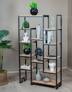 metal wooden bookshelf <b>display</b> <b>shelf</b> <b>unit</b> multi tier bookcase industrial book rack open <b>display</b> <b>shelf</b> black metal frame boo - Product Image 4