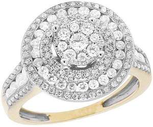 Round Cut Moissanite Cluster Studded Rhodium Plated Engagement Wedding <b>Ring</b> for Women in Unique <b>Iced</b> Out Sterling Silver Jewelry - Product Image 1
