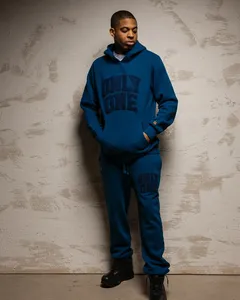 Vente en gros Ensembles unisexe pour hommes Survêtement avec logo personnalisé 100% coton French Terry Jogger Sweat à capuche Survêtement Ensembles de pantalons de survêtement et sweat à capuche - Product Image 2