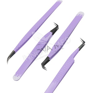 Pince à épiler d'extension de cils en acier inoxydable léger de marque privée pince à cils incurvée pointue pince à épiler en fibre de volume - Product Image 3