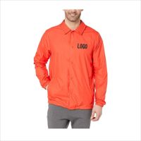 Service OEM Vente en gros Veste de coach rouge personnalisée avec logo Veste coupe-vent pour homme Revêtement imperméable Respirant Séchage rapide à capuche Sport