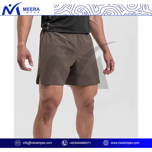 Custom High Quality <b>Men's</b> Fitness <b>Shorts</b> 100% Cotton Quick Dry Lightweight Gym Training Workout Blank <b>Brown</b> Solid Quick Delivery - Product Image 3