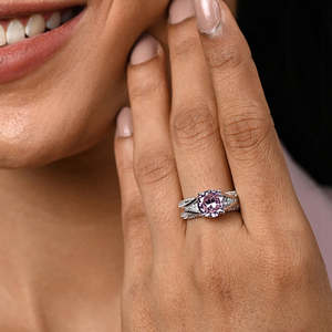 Anillos de Plata de Ley 925 de Primera Calidad para Mujer, Chapados en Rodio con Morganita de Corte Princesa, Joyería Fina, Tipo Anillo para Hombre - Product Image 4