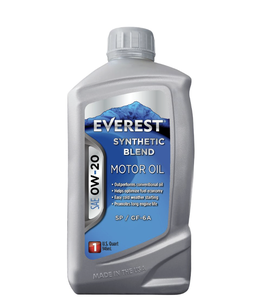 Everest <b>Synthetic</b> Blend Anti-Wear SAE <b>0W</b>-<b>20</b> Motor <b>Oil</b> Automotive Lubricant 6 Pack 1 Quart - Product Image 1