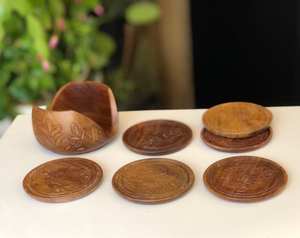 Dessous de verre en bois au design attrayant en bois massif avec surface polie lisse pour la sécurité des boissons et la décoration - Product Image 2