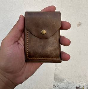 Handmade Vintage Style Genuine Cowhide Wax Pull-Up <b>Leather</b> <b>Wallet</b> Short Length with Open Button Closure <b>for</b> Men and <b>Women</b> - Product Image 5