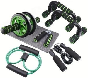 Set de 7 piezas de espuma para ruedas, mangos de empuje, cuerda de saltar, entrenador de fuerza de agarre, set portátil de fitness para el core, azul, verde, negro, para gimnasio - Product Image 3