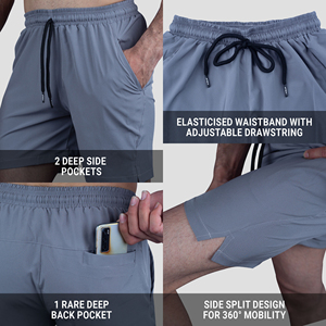Shorts à séchage rapide et évacuant l'humidité pour la salle de sport, la course à pied et un style de vie actif, style décontracté avec ajustement réglable et poches sécurisées - Product Image 6