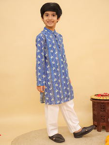 Niños Algodón Kurta Pijama Conjunto Indio Estilo Casual Vestido de Novia para Niños - Product Image 3