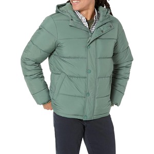 Fabricante de Ropa en Pakistán, Chaqueta Acolchada Impermeable con Capucha y Logotipo Frontal Personalizado OEM, Chaqueta de Invierno Brillante para Hombre, Nuevo Estilo en Oferta - Product Image 2