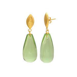 Nueva llegada mujer gota verde amatista Hydro piedra preciosa pendiente conjunto por Jaipur Gems - Product Image 2