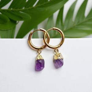 Pendientes de Aro de Plata 925 con Amatista Natural, Piedra de Nacimiento - Product Image 3