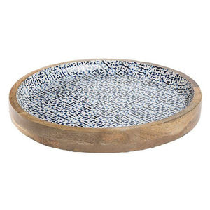 Plateau de service rond élégant fait à la main Design décoratif floral imprimé sur bois de manguier pour la cuisine, la salle à manger ou la table basse - Product Image 3