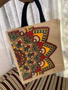 Sacs fourre-tout en jute naturel avec imprimé personnalisé, grande taille, avec poignées, sacs en toile utilisables au quotidien de luxe parfait de première qualité - Product Image 4