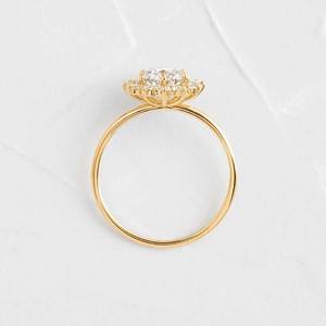 Bague de fiançailles et de mariage fine en or 18 carats avec diamant de laboratoire rond, bijou fantaisie pour femme, cadeau élégant pour la Saint-Valentin, pour elle - Product Image 2