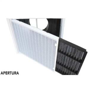 Rejilla de entrada de aire de plástico ABS blanca abrible Tecnosystemi con filtro extraíble y pleno integrado para techos falsos y rejillas de ventilación - Product Image 4