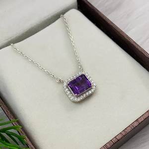 Colgante de Amatista Natural con Diseño Romántico Vintage, Forma de Corazones, Plata de Ley 925 Chapada en Oro, para Aniversario o Boda - Product Image 2