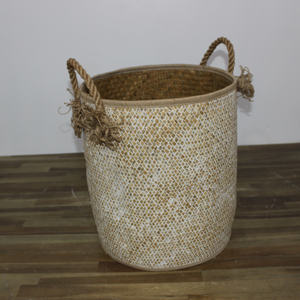 Portable Foldable Handwoven <b>Laundry</b> Straw Basket by Artex Dong Thap Factory <b>Hamper</b> for Clothes and Home Storage - Product Image 4