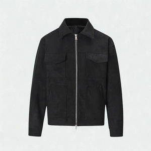 Chaqueta de Gamuza Gris para Hombre, Estilo Urbano Minimalista, Chaqueta con Cierre, Ropa Exterior Informal Moderna, Abrigo Elegante - Product Image 6