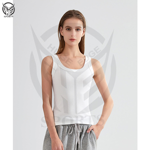 Vêtements d'été personnalisés, veste sans manches unie pour femmes, vêtements de sport, débardeur pour femmes. - Product Image 4