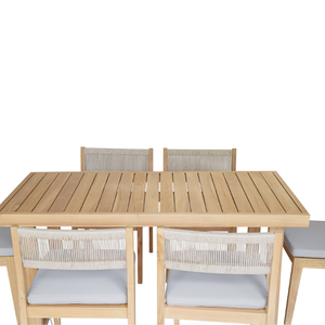 Ensemble de meubles de restaurant Kenzo, style rustique, chaise d'appoint de salle à manger d'extérieur, bois de teck avec dossier en corde, en provenance d'Indonésie - Product Image 4