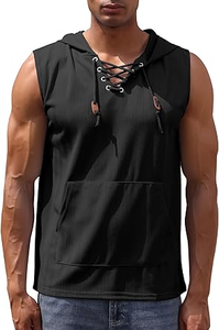 Camiseta sin mangas con capucha para hombre, Jersey sin mangas con bolsillo - Product Image 4