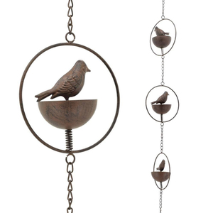 Cadena de Lluvia de Metal, Adorno de Jardín, Acabado Negro Antiguo, para Colgar en el Jardín, Suministros para Jardín - Product Image 5