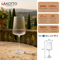 Verre à vin LAKOTTO haut de gamme 540 ml en cristal côtelé fin avec bord taillé à froid pour service en restaurant et bar, verrerie en gros, logo OEM