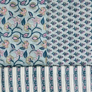 Bahan Liberty katun cetak blok tangan 100% kain katun garmen oleh halaman pada tingkat pabrik H-09 pemasok