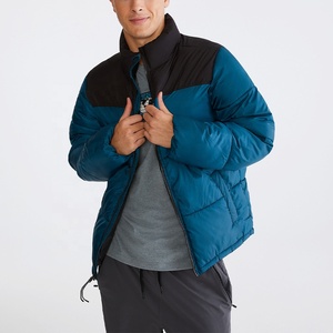 OEM Custom Men's Puffer Jacket High Quality Casual Quilted Shinny Fabric Breathable with Stand Collar Pocket <b>Decoration</b> Low MOQ - Product Image 4