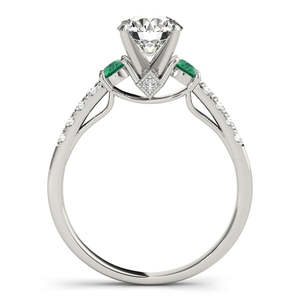 18K White Gold Fine <b>Jewelry</b> <b>Set</b> Diamond & <b>Emerald</b> Three Stone Bridal Ring 0.55ct - Product Image 5