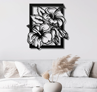 Plaque murale en bois de fleur d'hibiscus fabriquée à la main Design Art déco pour chalet de plage