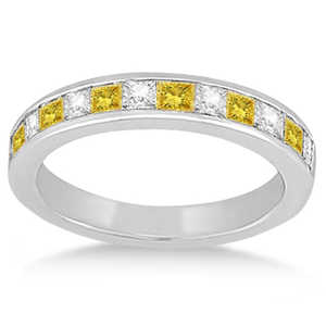 Anillo de Compromiso con Diamante Blanco y Amarillo de Corte Princesa de 0.60ct, Anillos de Diamantes de Oro Blanco de 18K - Product Image 2