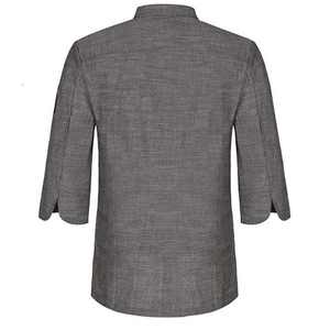 Uniforme de cocinero personalizado de polialgodón de la mejor calidad OEM 2025, camisa de Chef de restaurante de Hotel, botones frontales, bolsillo con apariencia de cuello pequeño - Product Image 2