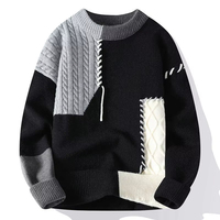 Suéter de punto personalizado al por mayor para hombre, cuello redondo, tejido por computadora, lana/viscosa, antiarrugas, acolchado, cálido para otoño