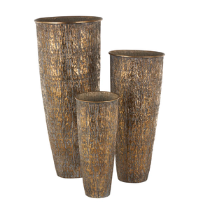 Vintage brass finished quality metal iron flower <b>vase</b> with stunning carved <b>engravings</b> for elegant floral decoration accents - Product Image 1