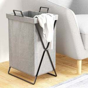 Laundry Basket Foldable Gray Fabric <b>Hamper</b> Bathroom Storage Clothes Sorter Vietnam - Product Image 2