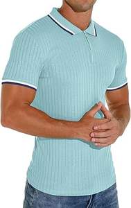 Polo de qualité supérieure côtelé à la mode T-shirt pour hommes vêtements de sport unis ample régulier Slim Fit T-shirt pour hommes Chemises polo respirantes - Product Image 2