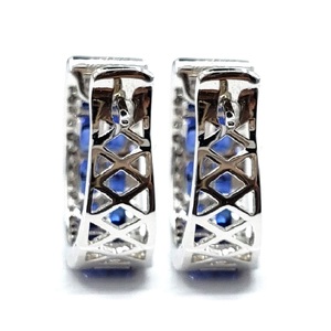 Bijoux OEM Fiables Haute Qualité Or Blanc Massif 18 carats Véritable Diamant Pierre Précieuse Saphir Boucles d'Oreilles Créoles pour Femme - Product Image 3