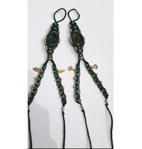 Tobillera de Macramé con Cuarzo Ahumado Hecha a Mano, Ajustable, Estilo Boho, con Dijes de Latón, Diseño Personalizado, Joyería para Pies para Fiestas - Product Image 1