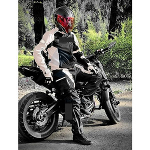 Veste de moto respirante pour homme, veste de moto de sport double, veste de moto de protection pour la conduite en tourisme, veste en cuir grise - Product Image 3
