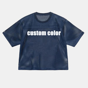 Newest Mens Cropped Mesh Boxy Football Jersey <b>Polyester</b> Silk-Print American Football <b>Shirt</b> - Product Image 3